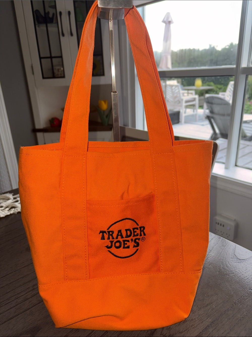 Trader Joe's Orange Canvas Tote with Front Pocket